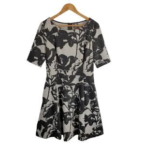 Vince Camuto Women's Gray Ponte Knit 1/2 Sleeve Fit & Flare Dress Size 12